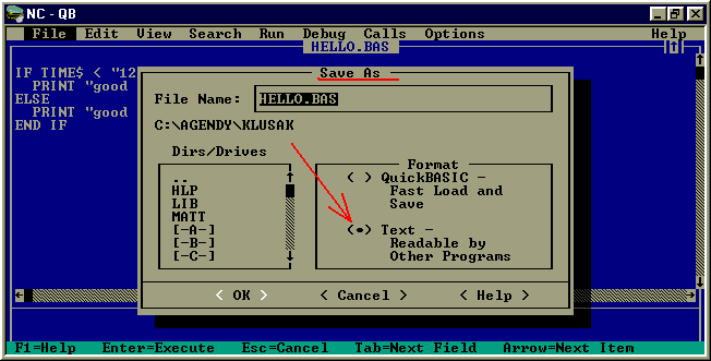 Save .BAS file as ASCII file
